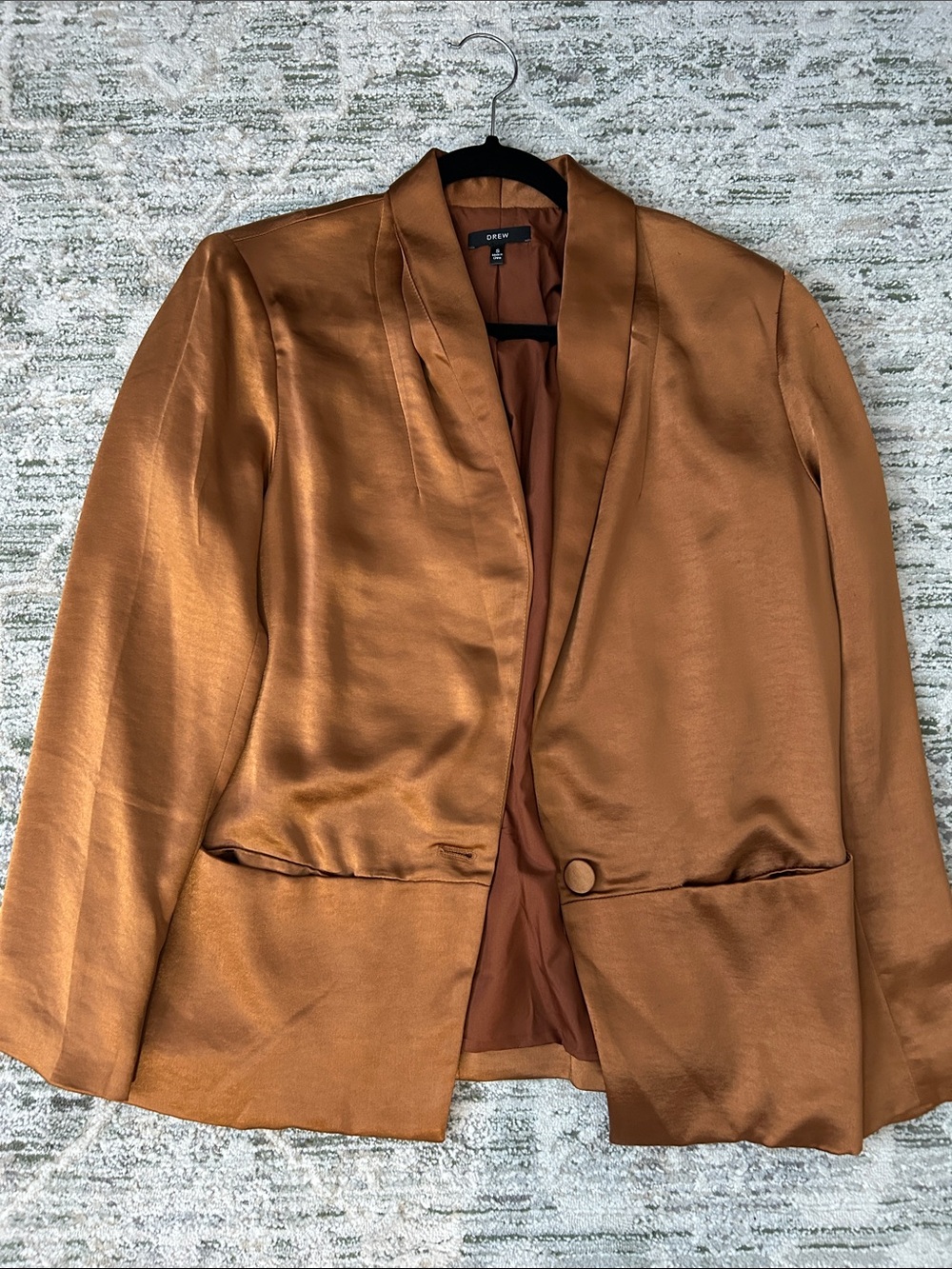 DREW Copper Satin Single-Button Blazer